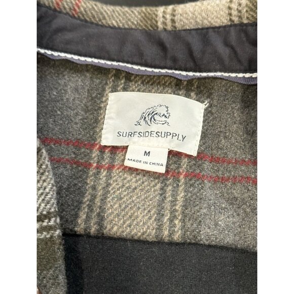 Surf Side Supply Gray Plaid Flannel Shirt Jacket Shacket Button Mens Medium - Picture 5 of 9